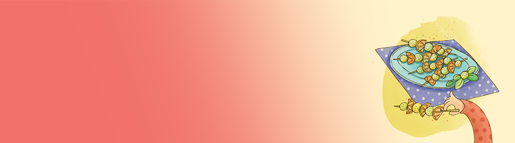 Spiedini di Frutta con succo di mirtillo